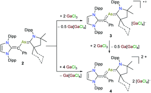 Graphical abstract: Isolation of singlet carbene derived 2-arsa-1,3-butadiene radical cations and dications