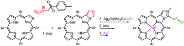 Graphical abstract: First imidazole-fused carbaporphyrinoid and its conversion to a N-heterocyclic carbene precursor