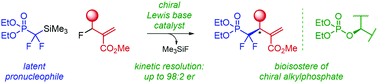 Graphical abstract: Enantioselective Lewis base catalyzed phosphonyldifluoromethylation of allylic fluorides using a C-silyl latent pronucleophile
