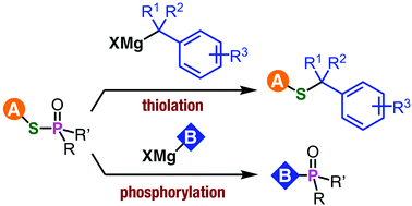 Graphical abstract: Synthesis of benzyl sulfides via substitution reaction at the sulfur of phosphinic acid thioesters