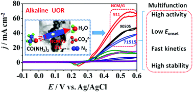 Graphical abstract: Trimetallic NiCoMo/graphene multifunctional electrocatalysts with moderate structural/electronic effects for highly efficient alkaline urea oxidation reaction