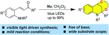 Graphical abstract: Visible-light driven synthesis of polycyclic benzo[d][1,3]oxazocine from 2-aminochalcone