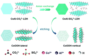 Graphical abstract: Anion-dependent topochemical conversion of CoAl-LDH microplates to hierarchical superstructures of CoOOH nanoplates with controllable orientation