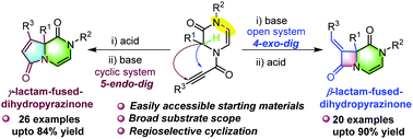 Graphical abstract: Synthesis of β- and γ-lactam fused dihydropyrazinones from Ugi adducts via a sequential ring construction strategy