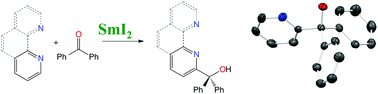 Graphical abstract: Atom economical coupling of benzophenone and N-heterocyclic aromatics with SmI2