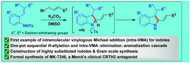 Graphical abstract: Design and application of intramolecular vinylogous Michael reaction for the construction of 2-alkenyl indoles