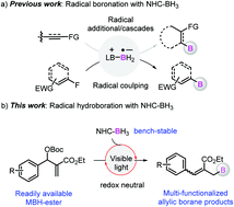 Graphical abstract: Photoredox radical borylation of electron-deficient alkenes with NHC-boranes