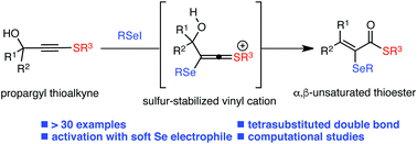 Graphical abstract: Meyer–Schuster-type rearrangement for the synthesis of α-selanyl-α,β-unsaturated thioesters