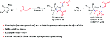 Graphical abstract: Asymmetric sequential annulation/aldol process of 4-isothiocyanato pyrazolones and allenones: access to novel spiro[pyrrole–pyrazolones] and spiro[thiopyranopyrrole–pyrazolones]