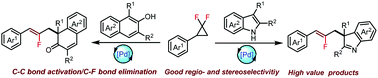 Graphical abstract: Palladium-catalyzed allylic alkylation dearomatization of β-naphthols and indoles with gem-difluorinated cyclopropanes