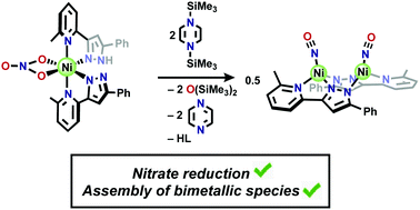 Graphical abstract: A proton-responsive ligand becomes a dimetal linker for multisubstrate assembly via nitrate deoxygenation