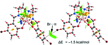 Graphical abstract: Insight into non-covalent interactions in two triamine-based mononuclear iron(iii) Schiff base complexes with special emphasis on the formation of Br⋯π halogen bonding