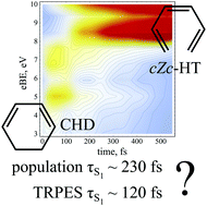 Graphical abstract: Structural or population dynamics: what is revealed by the time-resolved photoelectron spectroscopy of 1,3-cyclohexadiene? A study with an ensemble density functional theory method