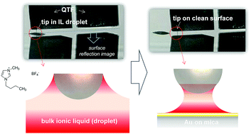 Graphical abstract: Probing the shear viscoelasticity of a nanoscale ionic liquid meniscus