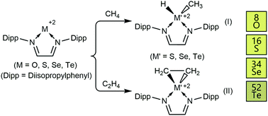 Graphical abstract: Reactivity of dicationic N-heterocyclic chalcogen carbene analogues with methane and ethene: a theoretical investigation