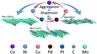 Graphical abstract: Molybdenum carbide supported metal catalysts (Mn/MoxC; M = Co, Ni, Cu, Pd, Pt) – metal and surface dependent structure and stability