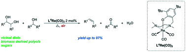 Graphical abstract: N,N,O-Coordinated tricarbonylrhenium precatalysts for the aerobic deoxydehydration of diols and polyols