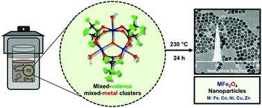 Graphical abstract: Heterometallic trinuclear oxo-centered clusters as single-source precursors for synthesis of stoichiometric monodisperse transition metal ferrite nanocrystals