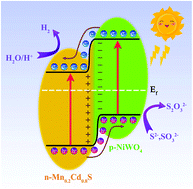 Graphical abstract: A novel p–n Mn0.2Cd0.8S/NiWO4 heterojunction for highly efficient photocatalytic H2 production
