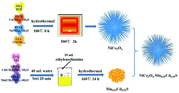 Graphical abstract: A sea-urchin-structured NiCo2O4 decorated Mn0.05Cd0.95S p–n heterojunction for enhanced photocatalytic hydrogen evolution