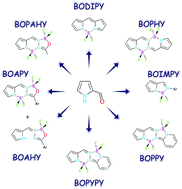 Graphical abstract: Synthesis pathways for the preparation of the BODIPY analogues: aza-BODIPYs, BOPHYs and some other pyrrole-based acyclic chromophores