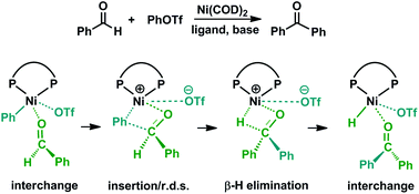 Graphical abstract: Mechanism of nickel-catalyzed direct carbonyl-Heck coupling reaction: the crucial role of second-sphere interactions