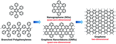 Graphical abstract: Spiers Memorial Lecture Carbon nanostructures by macromolecular design – from branched polyphenylenes to nanographenes and graphene nanoribbons