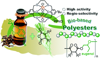 Graphical abstract: Bio-based polyesters synthesized by ring-opening copolymerizations of eugenyl glycidyl ether and cyclic anhydrides using a binuclear [OSSO]CrCl complex