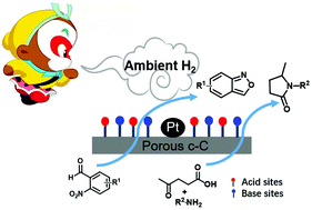 Graphical abstract: Ambient reductive synthesis of N-heterocyclic compounds over cellulose-derived carbon supported Pt nanocatalyst under H2 atmosphere