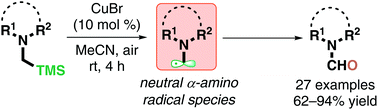 Graphical abstract: Copper catalyzed N-formylation of α-silyl-substituted tertiary N-alkylamines by air