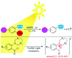 Graphical abstract: Catalyst-free photodecarbonylation of ortho-amino benzaldehyde