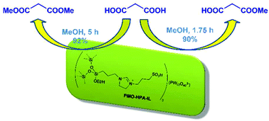 Graphical abstract: A Brønsted acidic, ionic liquid containing, heteropolyacid functionalized polysiloxane network as a highly selective catalyst for the esterification of dicarboxylic acids