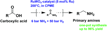 Graphical abstract: One-pot reductive amination of carboxylic acids: a sustainable method for primary amine synthesis