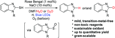 Graphical abstract: Visible-light-induced aerobic oxidative desulfurization of 2-mercaptobenzimidazoles via a sulfinyl radical