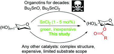 Graphical abstract: Stannous chloride as a low toxicity and extremely cheap catalyst for regio-/site-selective acylation with unusually broad substrate scope
