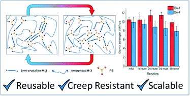 Graphical abstract: Re-usable thermally reversible crosslinked adhesives from robust polyester and poly(ester urethane) Diels–Alder networks