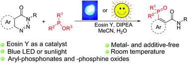 Graphical abstract: Visible-light-induced denitrogenative phosphorylation of benzotriazinones: a metal- and additive-free method for accessing ortho-phosphorylated benzamide derivatives