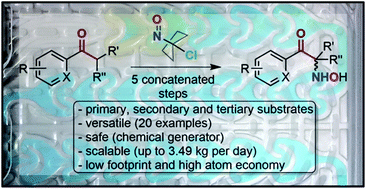 Graphical abstract: A modular, low footprint and scalable flow platform for the expedient α-aminohydroxylation of enolizable ketones