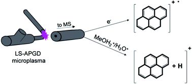 Graphical abstract: Mass spectrometric characteristics and preliminary figures of merit for polyaromatic hydrocarbons via the liquid sampling-atmospheric pressure glow discharge microplasma