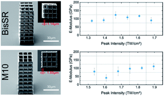 Graphical abstract: 3D multiphoton lithography using biocompatible polymers with specific mechanical properties