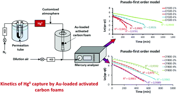 Graphical abstract: Mercury adsorption in the gas phase by regenerable Au-loaded activated carbon foams: a kinetic and reaction mechanism study