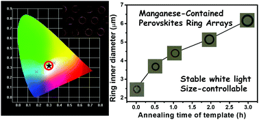 Graphical abstract: Stable white photoluminescence from Mn-contained organic lead bromide perovskite ring arrays formed from 2D colloidal crystal templates