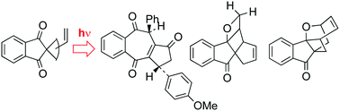 Graphical abstract: Spiro 1,3-indandiones: intramolecular photochemical reactions of carbonyl groups with carbon–carbon double bonds