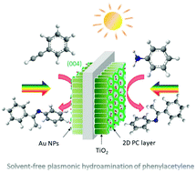 Graphical abstract: Solvent-free hydroamination of phenylacetylene by plasmonic gold nanoparticles coupled with a TiO2 2D photonic layer on nanotube arrays