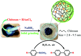 Graphical abstract: Rapid gram-scale synthesis of Au/chitosan nanoparticles catalysts using solid mortar grinding