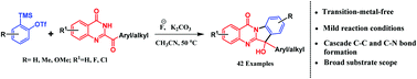 Graphical abstract: Synthesis of 6-substituted indoloquinazolinones from arynes and 2-acyl-4-quinazolinones: a transition-metal free C–N and C–C bond formation strategy