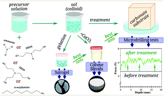 Graphical abstract: Exploring alkaline routes for production of TEOS-based consolidants for carbonate stones using amine catalysts