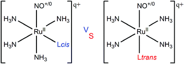 Graphical abstract: Can the relative positions (cis–trans) of ligands really modulate the coordination of NO in ruthenium nitrosyl complexes?