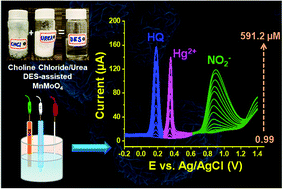 Graphical abstract: Deep eutectic solvent-based manganese molybdate nanosheets for sensitive and simultaneous detection of human lethal compounds: comparing the electrochemical performances of M-molybdate (M = Mg, Fe, and Mn) electrocatalysts