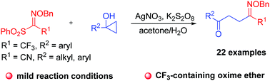 Graphical abstract: A silver-catalyzed radical ring-opening reaction of cyclopropanols with sulfonyl oxime ethers